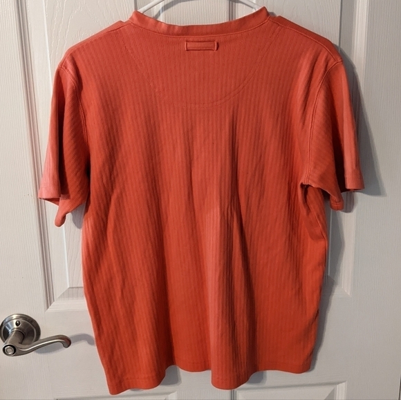 Retro Ribbed Orange 1/4 Button Short Sleeve Top from Cabin Creek Size Medium - Picture 3 of 7